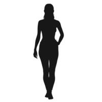 Woman Walking Silhouette Black And White Isolated Illustration Design Template vector