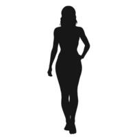 Silhouette Of Stylish Woman Walking Elegantly In Dress Fashion Forward Concept vector