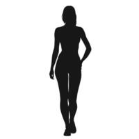 Silhouette Of A Woman Walking Forward With Confidence And Style On A White Background vector