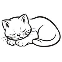Simple Outline Illustration Of A Sleeping Cat Cuddled Up On Its Paws vector