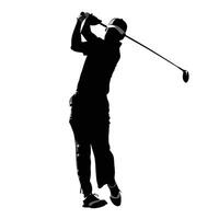 Golfer In Action Silhouette With Club Isolated On White Background Design vector