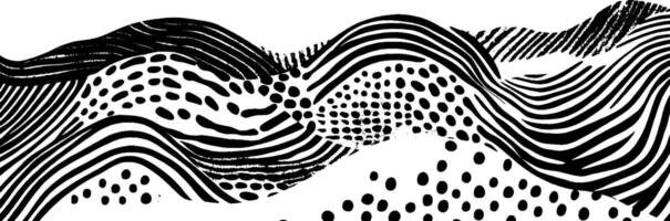 Continuous polka design featuring vintage woodcut style patterns with distinct textures vector