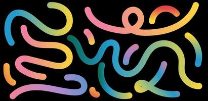 Abstract 3D wavy gradient background with fluid shapes and dynamic curves. Vibrant neon colours, geometric swirls, and playful squiggle patterns. Modern, trendy, and carnival-inspired design. vector