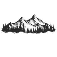 Mountain Range Illustration With Forest Trees In Monochrome Style For Nature Designs vector