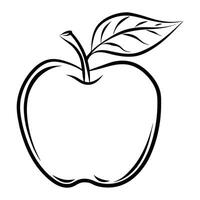 Apple Fruit Outline Illustration With Leaf For Coloring And Design Projects vector