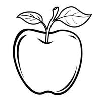 Minimalist Apple Outline With Leaves Graphic Illustration For Creative Projects vector