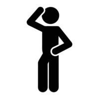 Silhouette Person Thinking Hand On Head Pondering Question Or Solution Standing vector