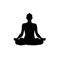 Silhouette Of A Woman Meditating In Lotus Position For Relaxation And Wellbeing vector