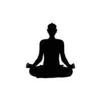 Silhouette Of Person Meditating In Lotus Position For Relaxation And Mindfulness vector