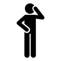 Pensive Man Icon Silhouette Thinking Considering Problem Solving Decision Making Concept vector