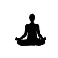 Silhouette Of Person In Lotus Position Practicing Meditation And Mindfulness vector