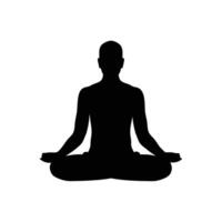 Silhouette Of Person In Lotus Position Practicing Meditation For Health And Wellness vector