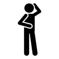Thinking Man Silhouette Standing Pondering And Questioning Strategy With One Hand On Head vector