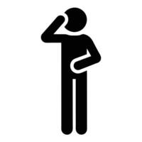 Simple Black Silhouette Icon Of A Person Saluting With Hand Gesture vector
