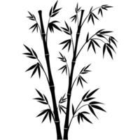 Bamboo Stalks With Leaves Silhouette Illustration Minimalist Oriental Design Nature Element vector