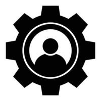 User Profile Icon Within Cogwheel Symbol Represents Settings And Management vector