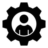 User Inside Gear Illustration Representing Settings Process And Support System vector