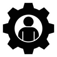 Man Inside Cogwheel Symbol For Configuration Settings And User Profile vector