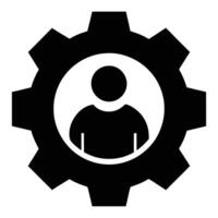 User Profile Icon Inside Gear Shape,Settings And Personalization Concept vector