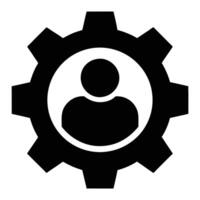 User Management Settings Interface Icon With Gear Mechanism Technology Concept vector