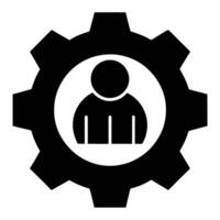 User Management Settings Icon In Gear Shape Configuration For Business Technology vector