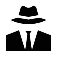 Minimalist Icon Of A Mysterious Man Wearing Hat Suit And Tie vector