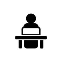 Person Sitting At Desk Simple Icon Design And Workspace Illustration vector