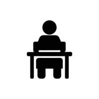Person Sitting At Desk Icon Black Silhouette Illustration vector