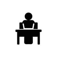 Silhouette Of Person Working At Desk With Computer Illustration vector