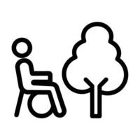 Wheelchair User Icon Next To Tree Symbol Representing Accessibility In Nature vector