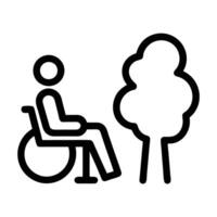 Accessibility Icon Person In Wheelchair Beside Tree Outline Style Design vector