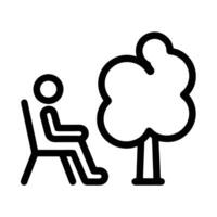 Person Sitting On Chair Under The Tree Minimalist Line Art Style vector
