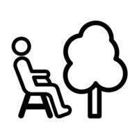 Person Relaxing In Chair Under Tree Minimalist Line Art Icon vector
