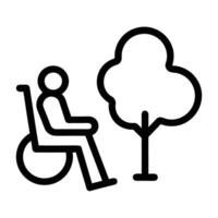 Wheelchair User With Tree Simple Icon Accessibility And Disability Representation vector