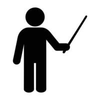 Simple Stick Figure Presenter With Pointer Illustration Graphic Design vector