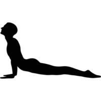 Yoga Pose Silhouette Of Man Doing Cobra Exercise Isolated On White Background vector