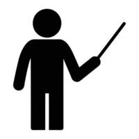 Black Stick Figure Presenting Information Using A Pointer Presentation Icon vector