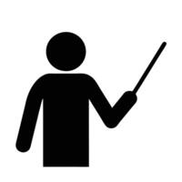 Stick Figure Illustration Of Teacher Or Presenter Holding Pointer Stick In Hand vector