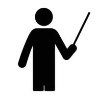 Stick Figure Presenter Silhouette Holding Pointer For Training Or Teaching Concepts vector