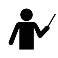 Black Silhouette Figure With Pointer Stick Presenting Or Teaching Illustration vector