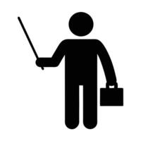Businessman Presenting With Pointer And Briefcase Silhouette Icon Illustration vector