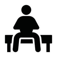 Silhouette Icon Of Person Sitting On Bench Rest And Relaxing vector