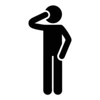 Saluting Man Icon Respectful Gesture Simple Silhouette Design vector