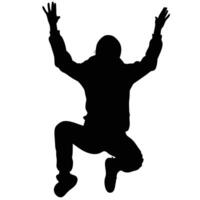 Man Silhouette Jumping With Arms Raised In Celebration Illustration vector