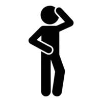 Puzzled Stick Figure Thinking And Questioning A Problem In Black And White vector