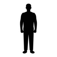 Full Body Silhouette Of Man Standing Isolated On White Background Design Element vector
