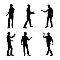 Silhouette Collection Of A Business Man In Different Poses And Gestures vector