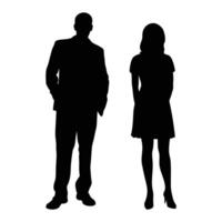Silhouette Of Man In Suit And Woman In Dress Standing Together vector