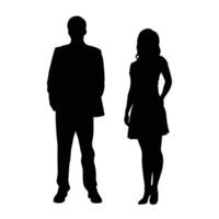 Silhouette Illustration Of Business Professionals Standing Side By Side In Formal Attire vector