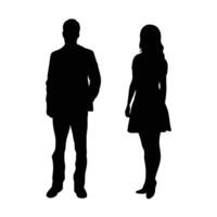 Man And Woman Black Silhouette Couple Illustration Standing Isolated On White Background vector